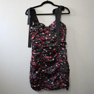 Black Floral Silk Dress